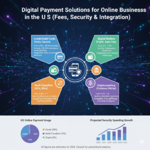 Digital Payment Solutions for Online Businesses in the US (Fees, Security & Integration)